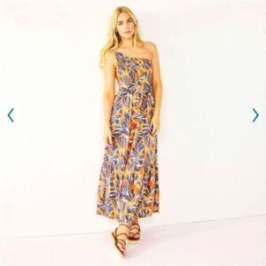 Plus Size Nine West Multi Color One Shoulder Maxi Dress NWT - Size 5XL